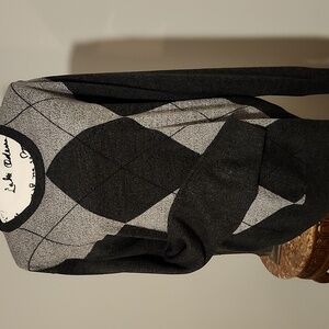 Geoffrey Beene Dark Gray/Black Argyle Knit Top